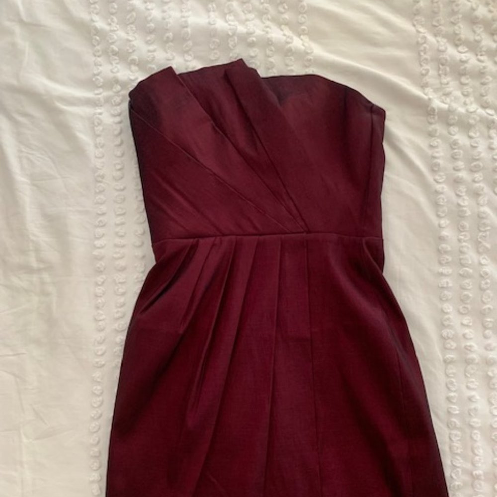 Max & Cleo Strapless Satin Mini Cocktail Dress, Wine colored, Size 2